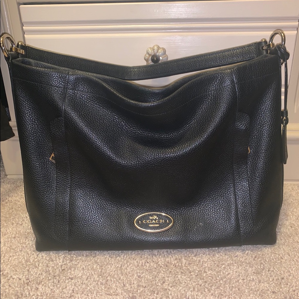 Black Leather Coach Handbag